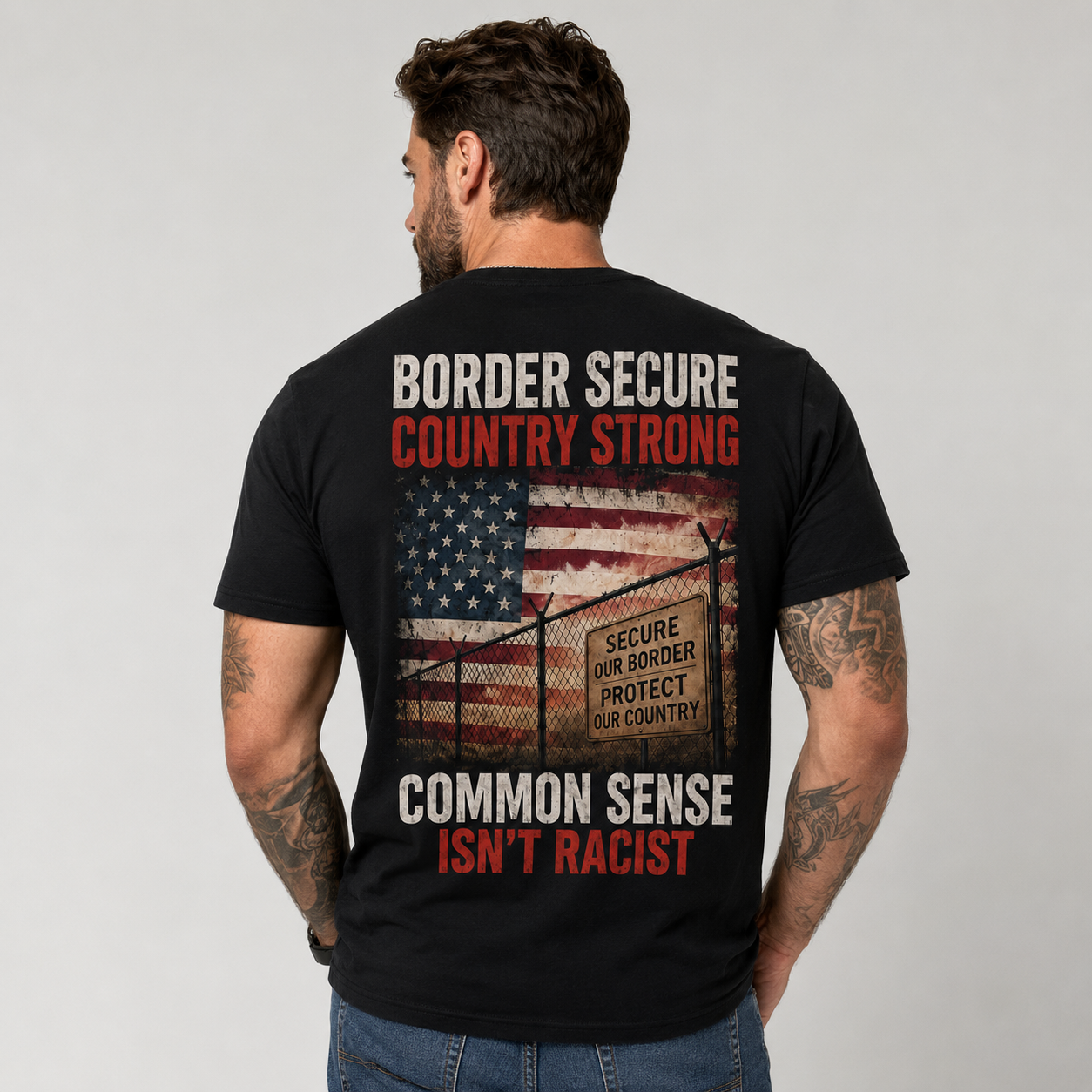Border Secure Country Strong Shirt – Patriotic American Border Security Graphic Tee