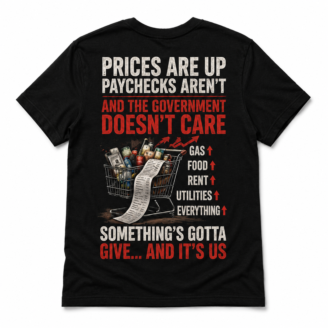 Prices Are Up, Paychecks Aren’t Shirt – Inflation & Cost of Living Political Graphic Tee