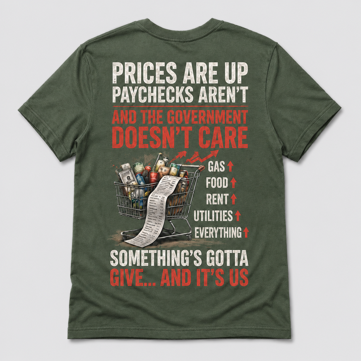 Prices Are Up, Paychecks Aren’t Shirt – Inflation & Cost of Living Political Graphic Tee